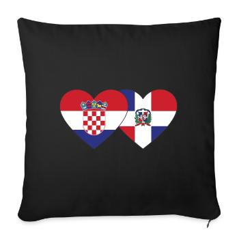 Croatie République dominicaine Flag Heart - Housse de coussin décorative 45 x 45 cm - noir - Devant