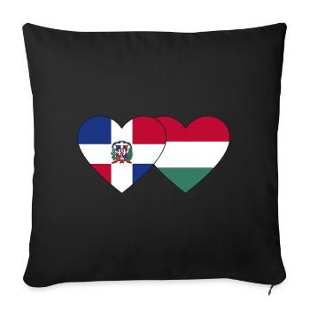 Dominican Republic Hungary Flag Heart - Sofa pillowcase 17,3'' x 17,3'' (45 x 45 cm) - black - Front