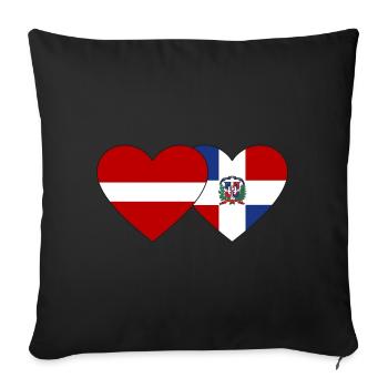 Lettonie République dominicaine Flag Heart - Housse de coussin décorative 45 x 45 cm - noir - Devant