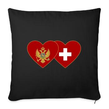 Monténégro Suisse Drapeau - Housse de coussin décorative 45 x 45 cm - noir - Devant