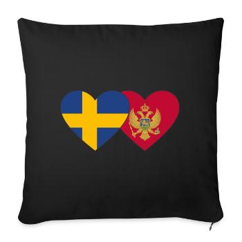 Sweden Montenegro flag - Sofa pillowcase 17,3'' x 17,3'' (45 x 45 cm) - black - Front
