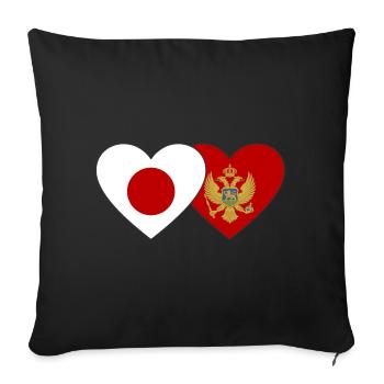 Japan Montenegro flag - Sofa pillowcase 17,3'' x 17,3'' (45 x 45 cm) - black - Front