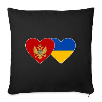 Montenegro Ukraine flag - Sofa pillowcase 17,3'' x 17,3'' (45 x 45 cm) - black - Front