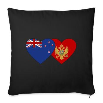 New Zealand Montenegro flag - Sofa pillowcase 17,3'' x 17,3'' (45 x 45 cm) - black - Front