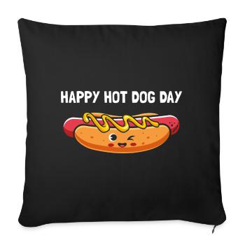 Happy hot dog day - Sofa pillowcase 17,3'' x 17,3'' (45 x 45 cm) - black - Front
