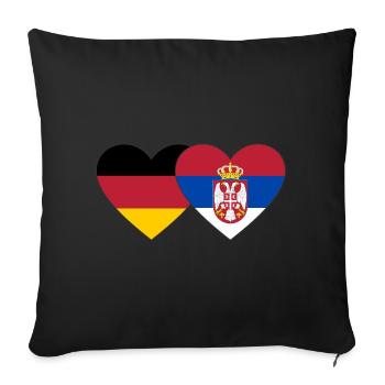 Germany Serbia Flag Heart - Sofa pillowcase 17,3'' x 17,3'' (45 x 45 cm) - black - Front
