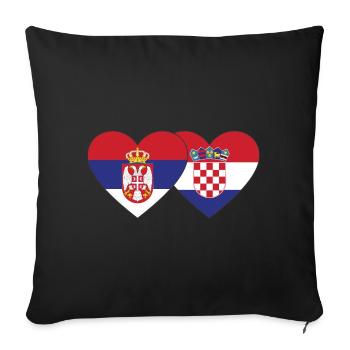 Serbie Croatie Drapeau du cœur - Housse de coussin décorative 45 x 45 cm - noir - Devant