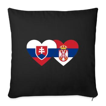Slovaquie Serbie Drapeau du Cœur - Housse de coussin décorative 45 x 45 cm - noir - Devant
