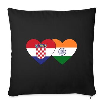 Croatie Inde Flag Heart - Housse de coussin décorative 45 x 45 cm - noir - Devant