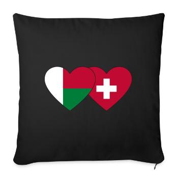 Madagascar Suisse Flag Coeur - Housse de coussin décorative 45 x 45 cm - noir - Devant