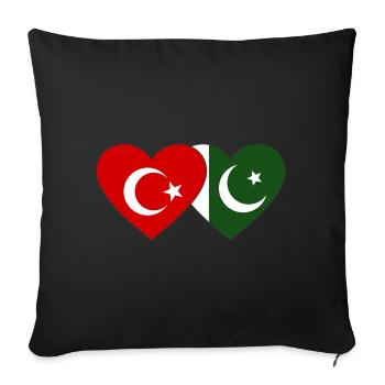 Turkey Pakistan Flag Heart - Sofa pillowcase 17,3'' x 17,3'' (45 x 45 cm) - black - Front