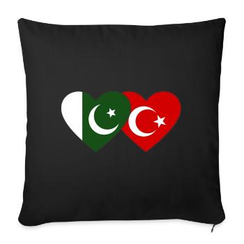 Pakistan Turkey Flag Heart - Sofa pillowcase 17,3'' x 17,3'' (45 x 45 cm) - black - Front
