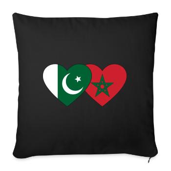 Pakistan Morocco Flag Heart - Sofa pillowcase 17,3'' x 17,3'' (45 x 45 cm) - black - Front