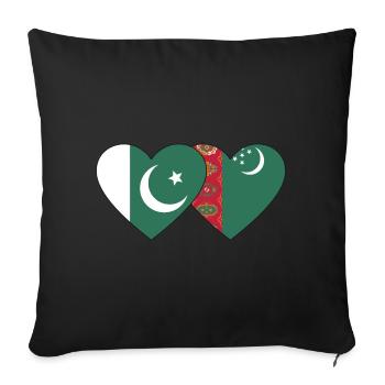 Pakistan Turkmenistan Flag Heart - Sofa pillowcase 17,3'' x 17,3'' (45 x 45 cm) - black - Front
