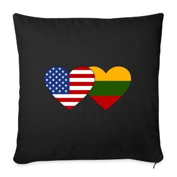 USA Lithuania Flag Heart - Sofa pillowcase 17,3'' x 17,3'' (45 x 45 cm) - black - Front