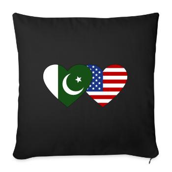 Pakistan USA Flag Heart - Sofa pillowcase 17,3'' x 17,3'' (45 x 45 cm) - black - Front