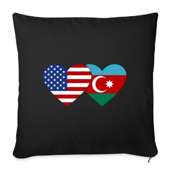 USA Azerbaijan flag heart - Sofa pillowcase 17,3'' x 17,3'' (45 x 45 cm) - black - Front