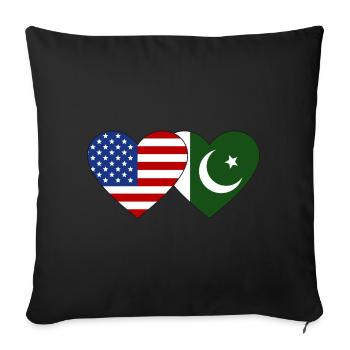 USA Pakistan Flag Heart - Sofa pillowcase 17,3'' x 17,3'' (45 x 45 cm) - black - Front
