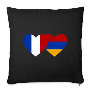France Arménie Flag Coeur - Housse de coussin décorative 45 x 45 cm - noir - Devant