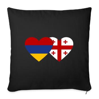 Arménie Géorgie drapeau coeur - Housse de coussin décorative 45 x 45 cm - noir - Devant