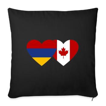 Arménie Canada Flag Heart - Housse de coussin décorative 45 x 45 cm - noir - Devant