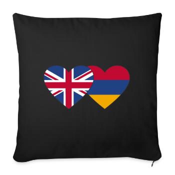 England Armenien Flagge Herz - Sofakissenbezug 45 x 45 cm - Schwarz - Vorne
