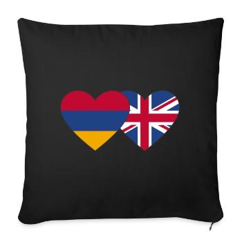 Armenia England Flag Heart - Sofa pillowcase 17,3'' x 17,3'' (45 x 45 cm) - black - Front