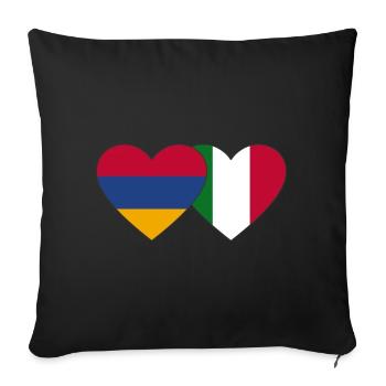 Arménie Italie Drapeau Coeur - Housse de coussin décorative 45 x 45 cm - noir - Devant