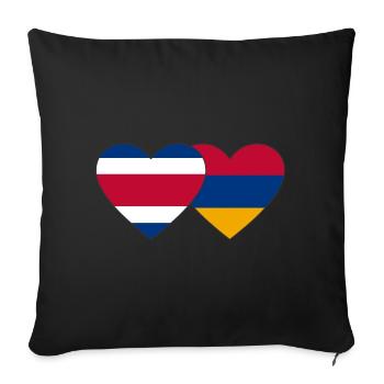 Costa Rica Arménie Drapeau Coeur - Housse de coussin décorative 45 x 45 cm - noir - Devant