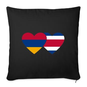 Arménie Costa Rica Drapeau Coeur - Housse de coussin décorative 45 x 45 cm - noir - Devant