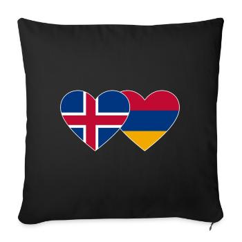 Islande Arménie Drapeau Coeur - Housse de coussin décorative 45 x 45 cm - noir - Devant