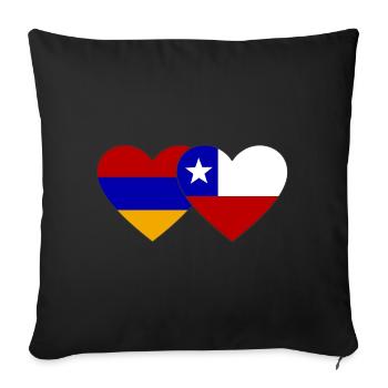 Arménie Chili Drapeau Coeur - Housse de coussin décorative 45 x 45 cm - noir - Devant