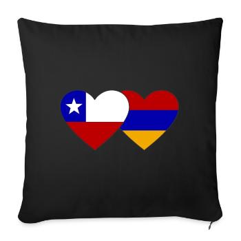 Chili Arménie Drapeau Coeur - Housse de coussin décorative 45 x 45 cm - noir - Devant