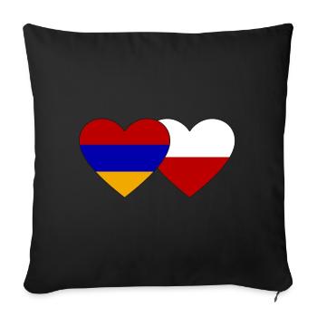 Arménie Pologne Drapeau Coeur - Housse de coussin décorative 45 x 45 cm - noir - Devant