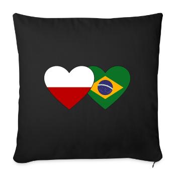 Pologne Brésil Flag Heart - Housse de coussin décorative 45 x 45 cm - noir - Devant