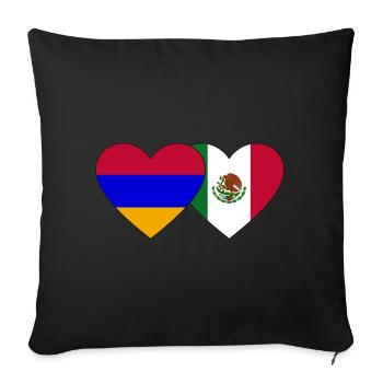 Arménie Mexique Drapeau Coeur - Housse de coussin décorative 45 x 45 cm - noir - Devant