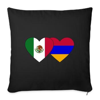 Mexico Armenia Flag Heart - Sofa pillowcase 17,3'' x 17,3'' (45 x 45 cm) - black - Front