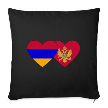 Armenia Montenegro Flag Heart - Sofa pillowcase 17,3'' x 17,3'' (45 x 45 cm) - black - Front