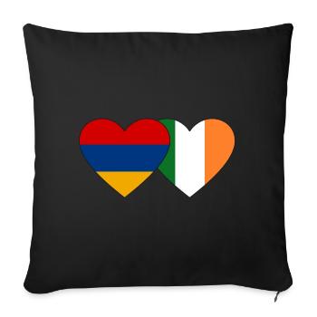 Arménie Irlande Drapeau Coeur - Housse de coussin décorative 45 x 45 cm - noir - Devant
