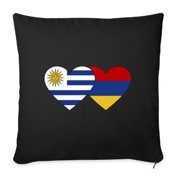 Uruguay Armenia Flag Heart - Sofa pillowcase 17,3'' x 17,3'' (45 x 45 cm) - black - Front