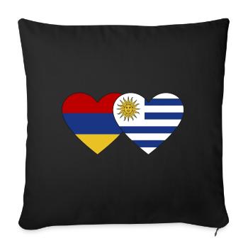 Armenia Uruguay Flag Heart - Sofa pillowcase 17,3'' x 17,3'' (45 x 45 cm) - black - Front