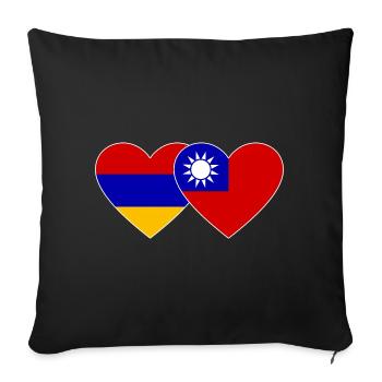 Arménie Drapeau Taiwan coeur - Housse de coussin décorative 45 x 45 cm - noir - Devant