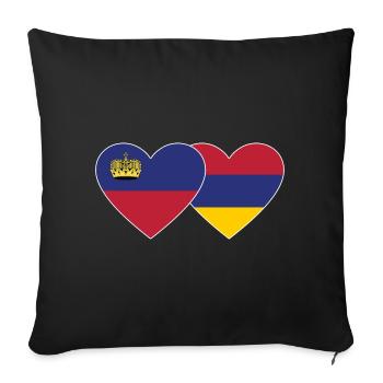 Liechtenstein Armenia Flag Heart - Sofa pillowcase 17,3'' x 17,3'' (45 x 45 cm) - black - Front