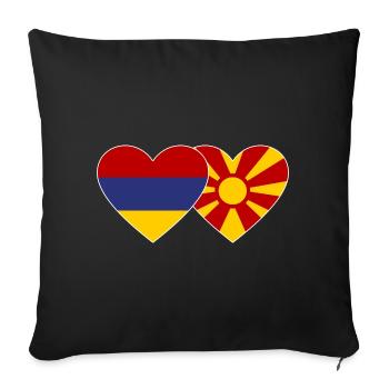 Armenia Macedonia Flag Heart - Sofa pillowcase 17,3'' x 17,3'' (45 x 45 cm) - black - Front