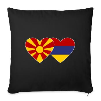 Macédoine Arménie Drapeau Coeur - Housse de coussin décorative 45 x 45 cm - noir - Devant