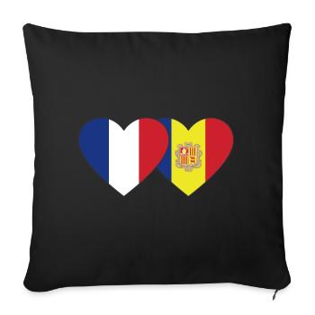 France Andorra Flag Heart - Sofa pillowcase 17,3'' x 17,3'' (45 x 45 cm) - black - Front