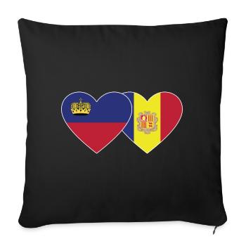 Pavillon Lichtenstein Andorre Coeur - Housse de coussin décorative 45 x 45 cm - noir - Devant