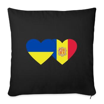 Ukraine Andorre Flag Coeur - Housse de coussin décorative 45 x 45 cm - noir - Devant