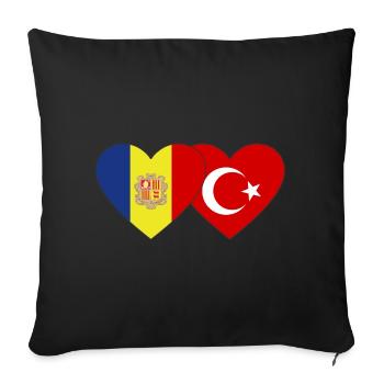Andorra Turkey Flag Heart - Sofa pillowcase 17,3'' x 17,3'' (45 x 45 cm) - black - Front