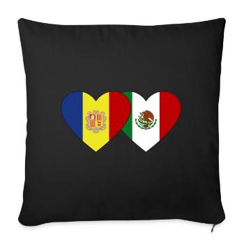 Andorra Mexico Flag Heart - Sofa pillowcase 17,3'' x 17,3'' (45 x 45 cm) - black - Front